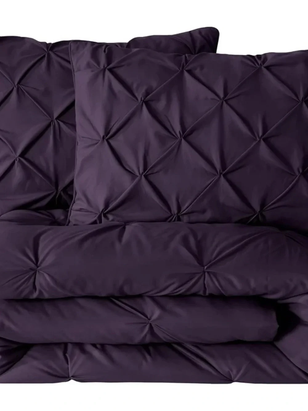 Plush Pleated purple Pintuck extra wide king 3 piece Comforter Set